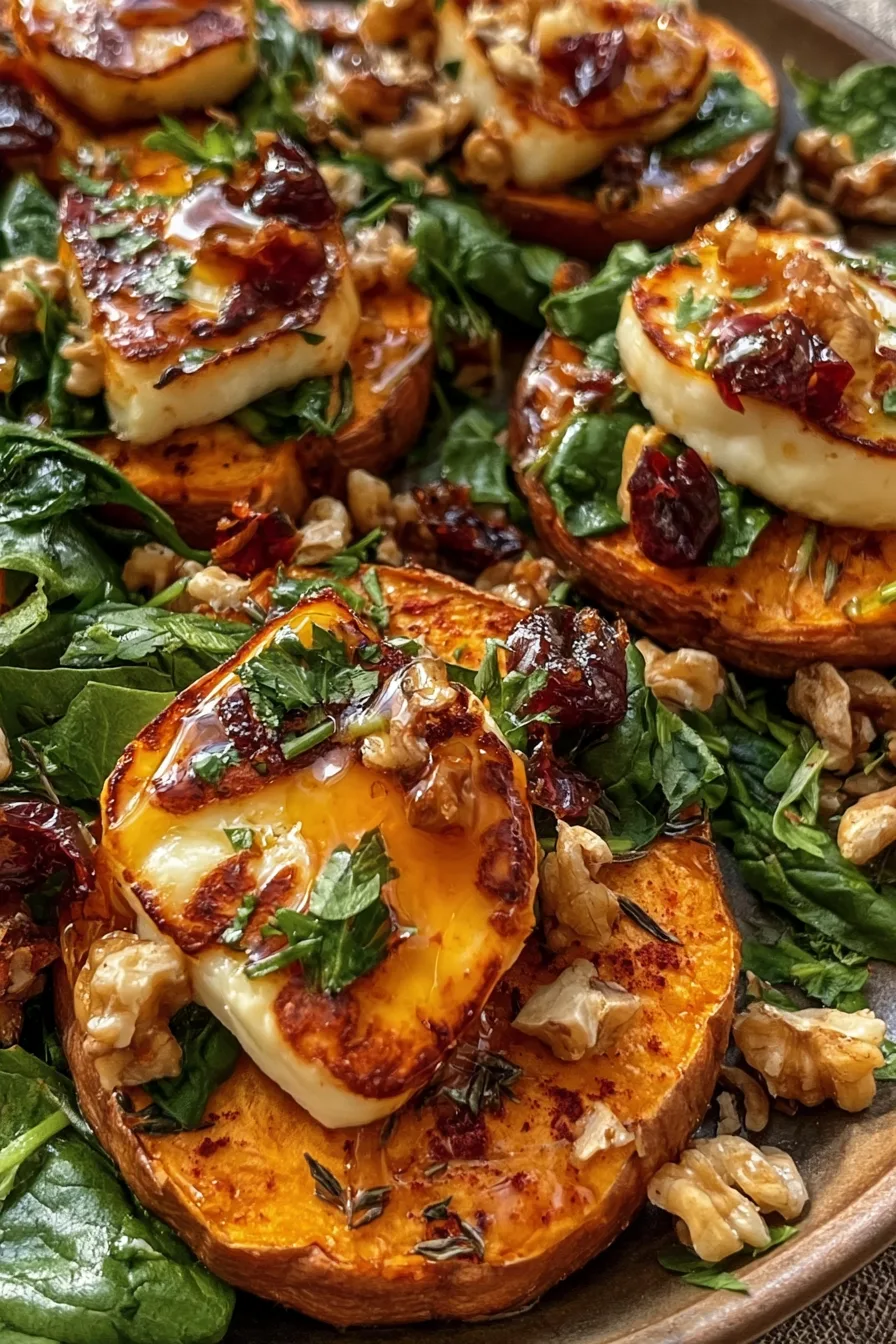 Crispy Halloumi Sweet Potato Rounds