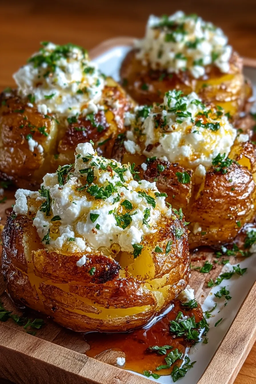 Crispy Smashed Potatoes with Whipped Feta