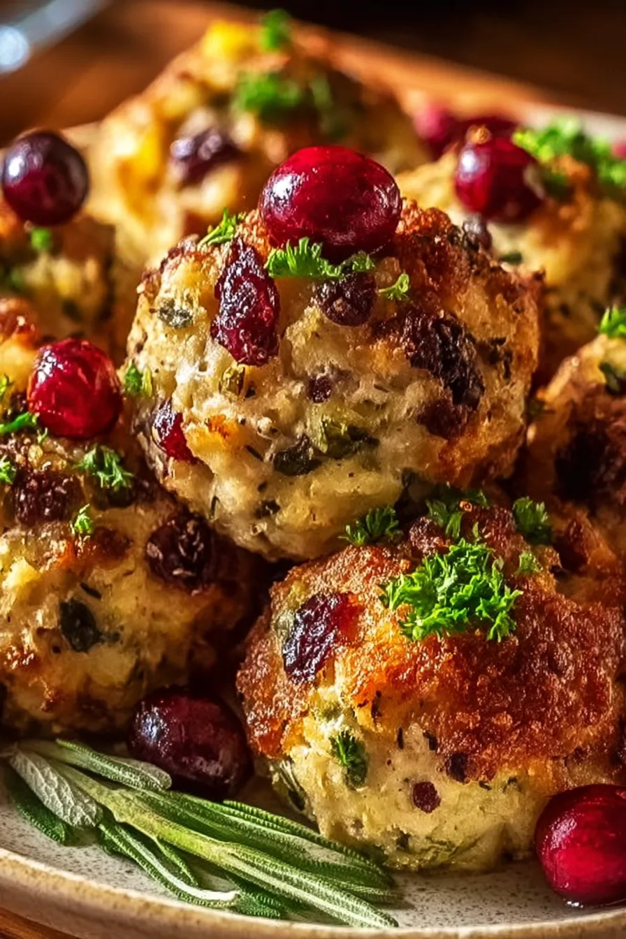 Festive Cranberry Turkey Stuffing Balls