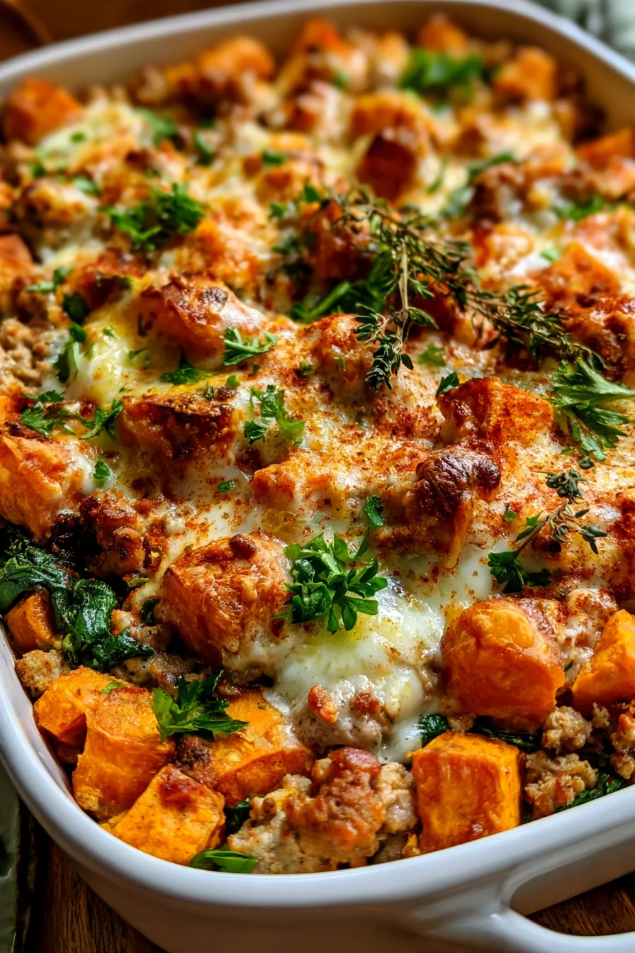 Healthy Ground Turkey Sweet Potato Bake
