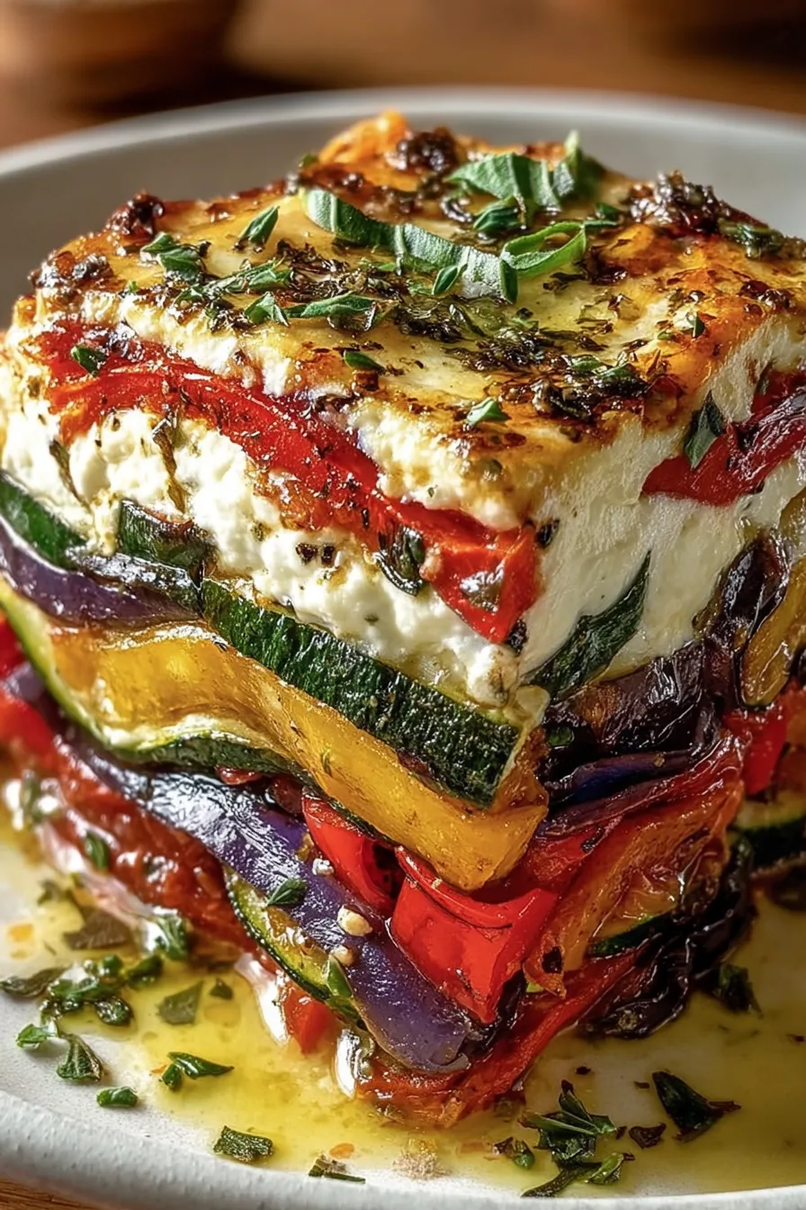 Layered Mediterranean Vegetable Lasagna with Creamy Ricotta