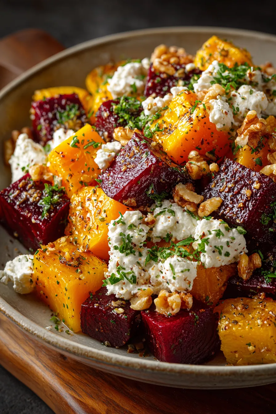 Roasted Butternut Squash & Beets with Whipped Goat Cheese and Toasted Walnuts