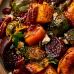Roasted Butternut Squash, Brussels Sprouts, Beets, Pecans, and Cranberries