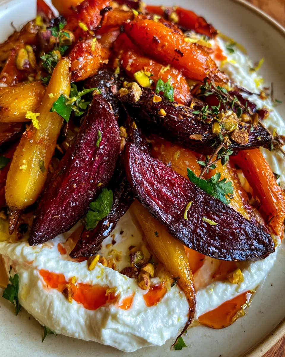 Roasted Rainbow Carrots & Beets with Whipped Feta