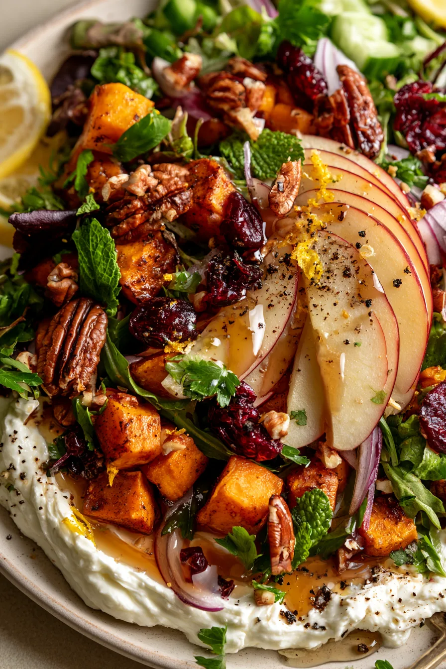 Roasted Sweet Potato, Apple & Cranberry Salad