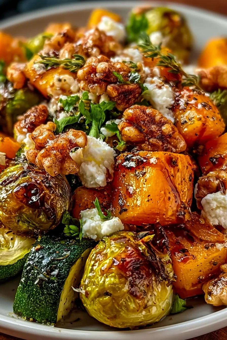 Roasted Zucchini, Brussels Sprouts, and Butternut Squash