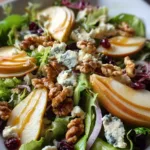 Crisp Pear Salad with Greens, Walnuts & Creamy Cheese