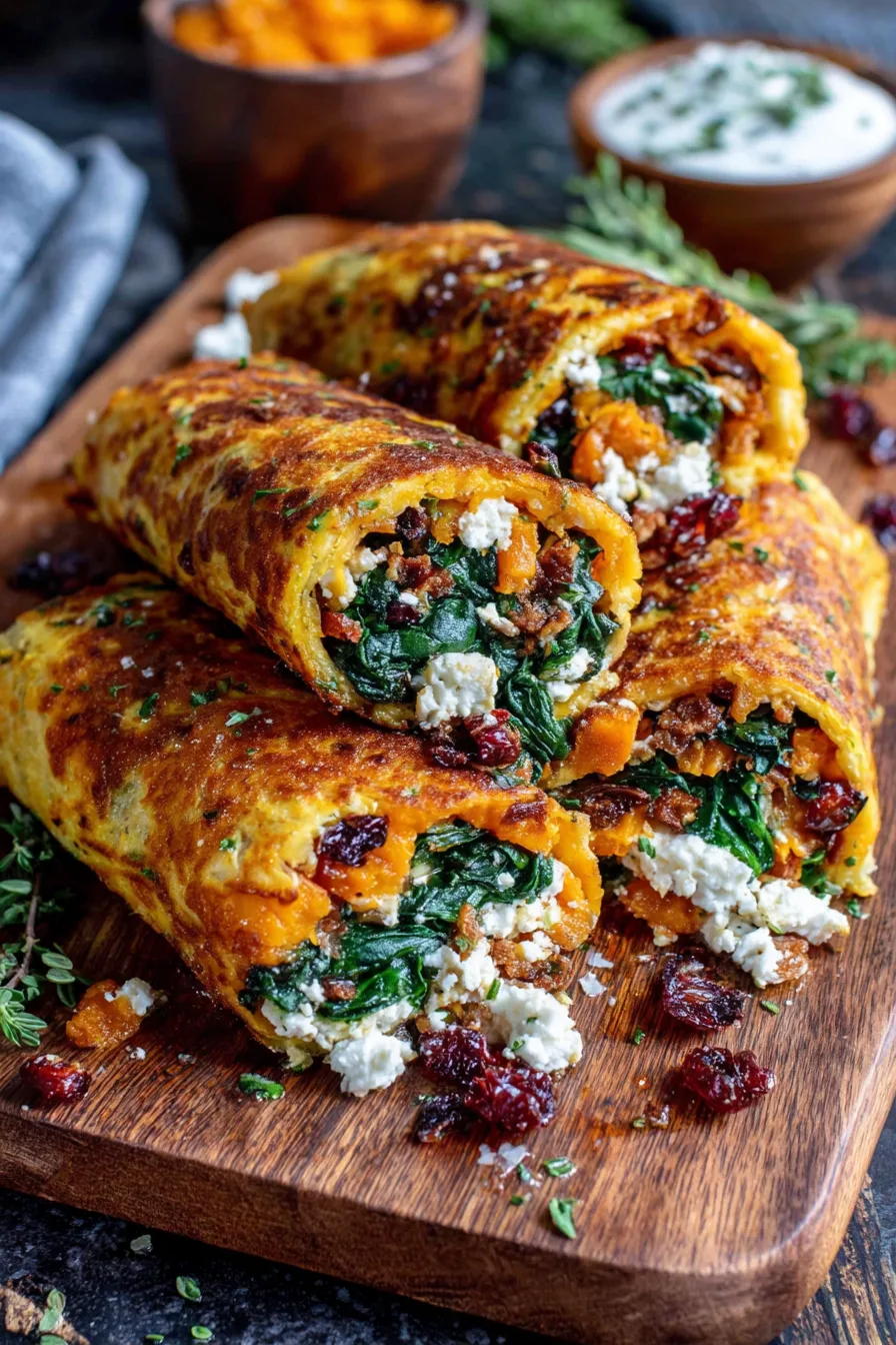 Golden Butternut & Spinach Rosti Rolls with Feta