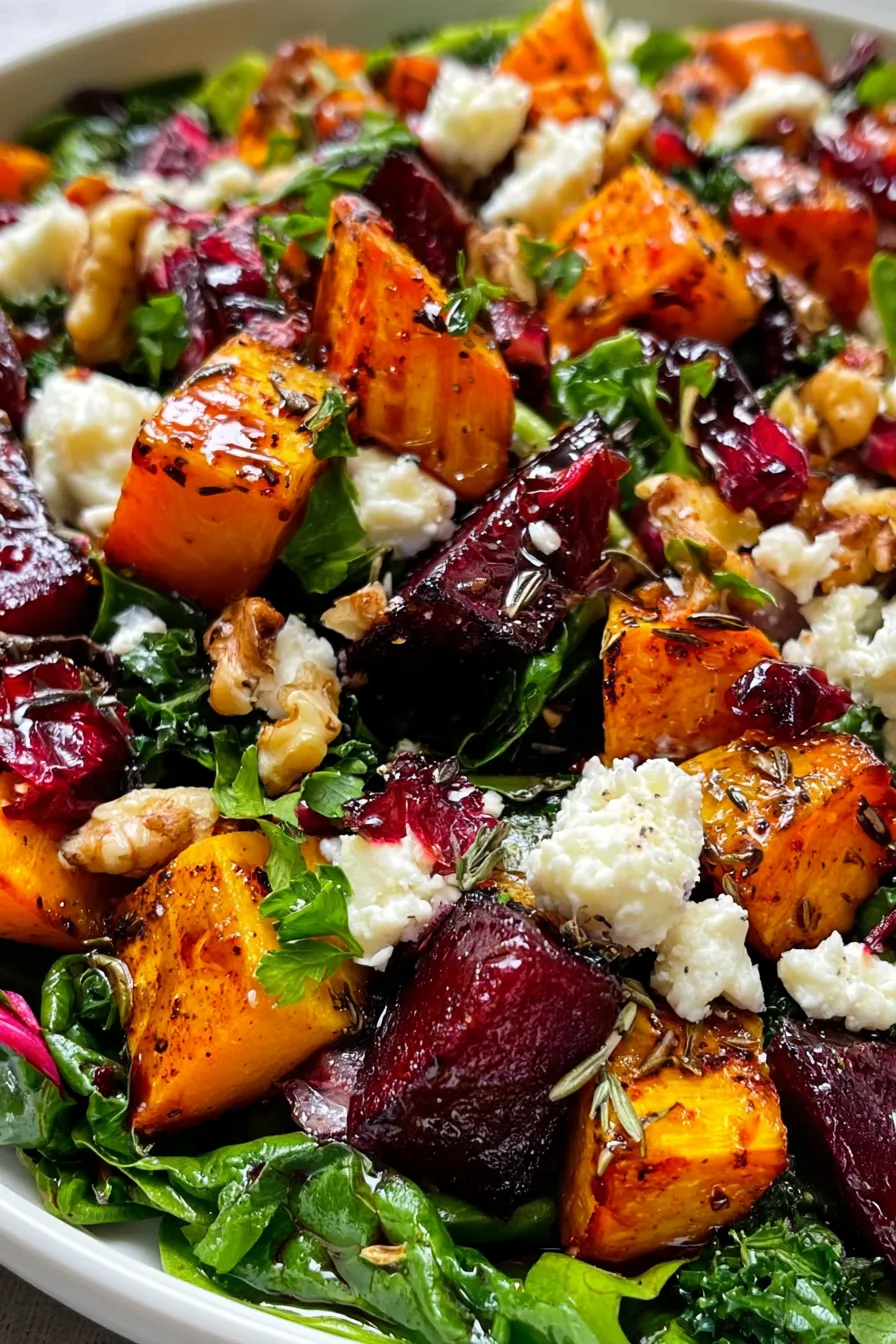 Roasted Sweet Potato, Beet & Feta Salad